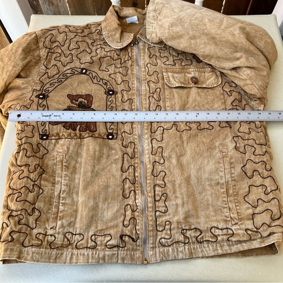 Unique Boho Tan Embroidered Jacket Unisex Size XL - Picture 6 of 8